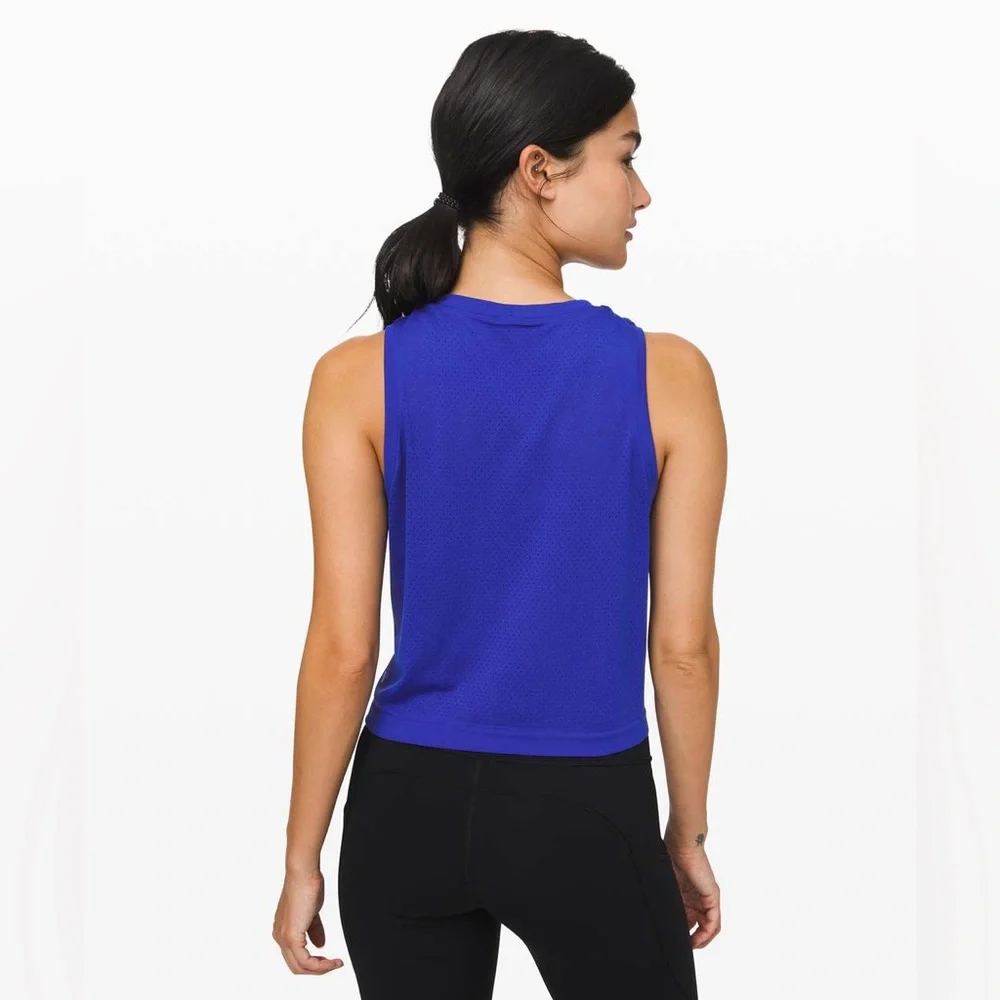 Lululemon Breeze By Muscle Crop Tank - Jet Stream Blue